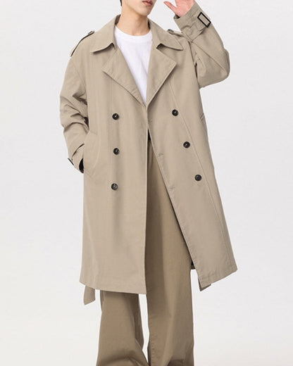 Abrigo clásico de doble botonadura estilo trench