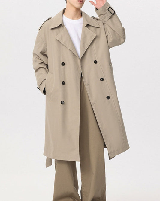 Abrigo clásico de doble botonadura estilo trench