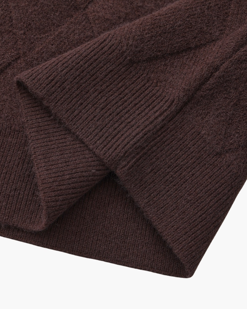 Suéter de punto con cuello redondo de diamantes