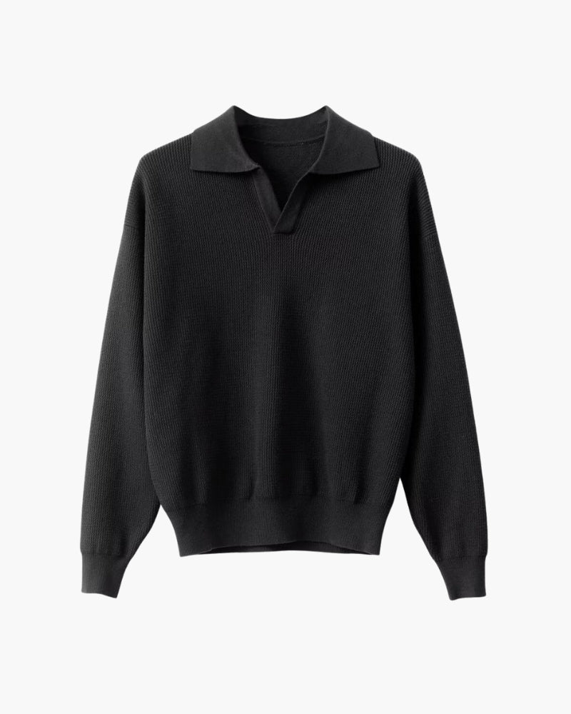 Suéter de polo de punto texturizado