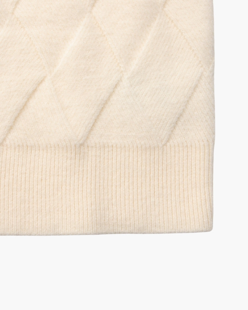 Suéter de punto con cuello redondo de diamantes