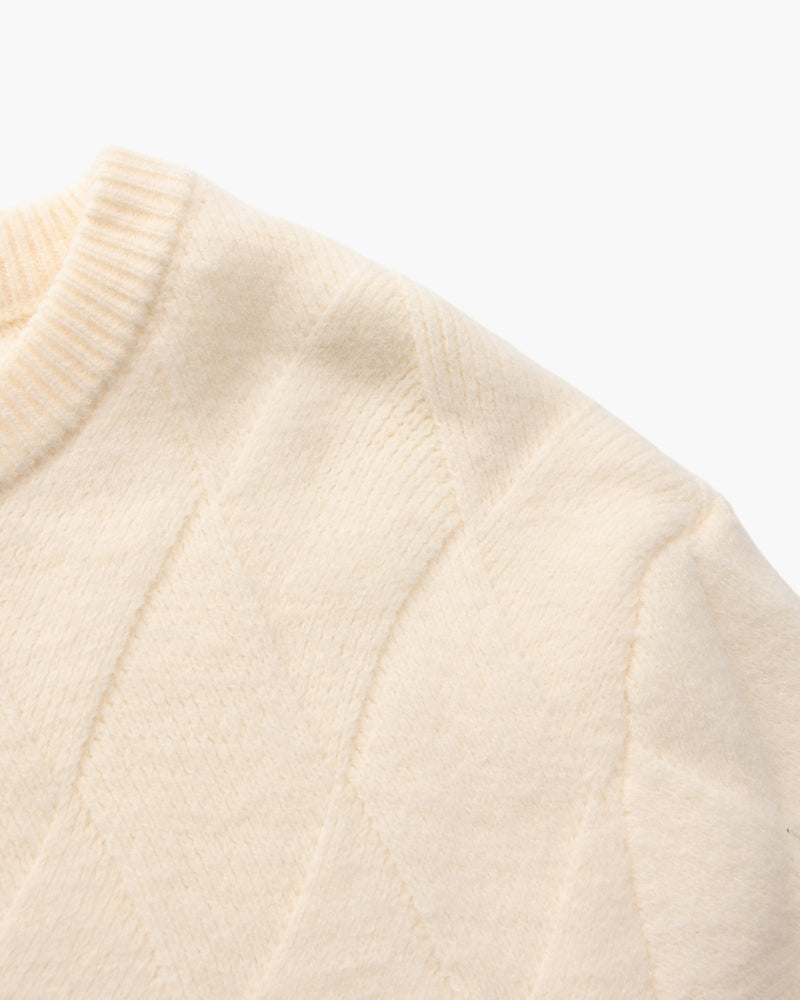 Suéter de punto con cuello redondo de diamantes