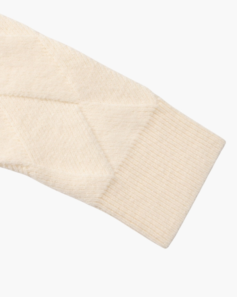 Suéter de punto con cuello redondo de diamantes