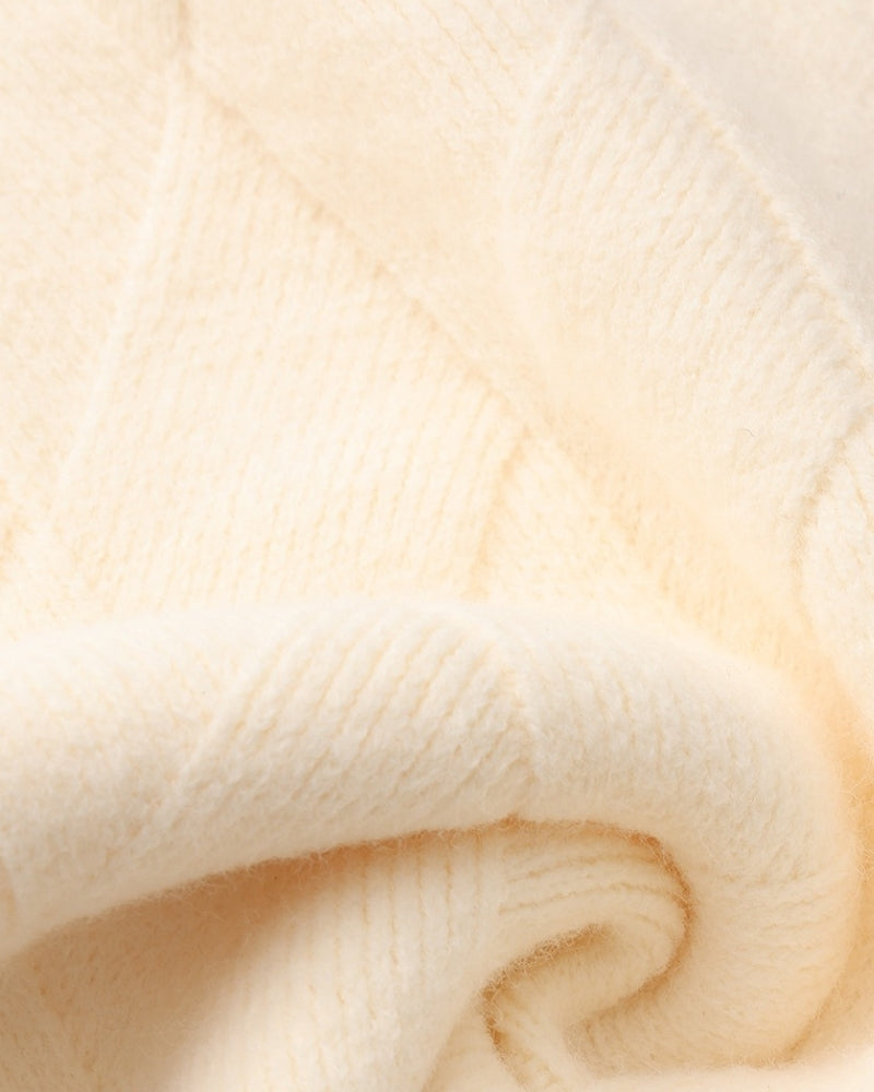 Suéter de punto con cuello redondo de diamantes