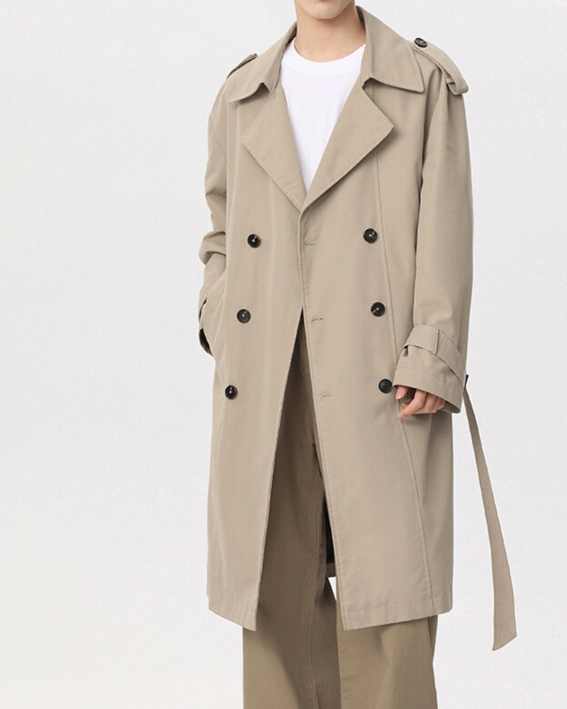 Abrigo clásico de doble botonadura estilo trench