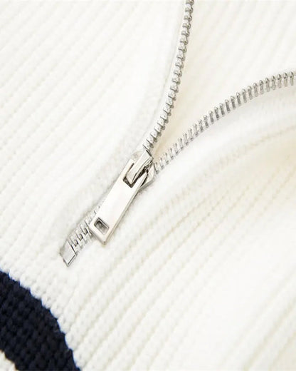 Suéter con cremallera de rayas