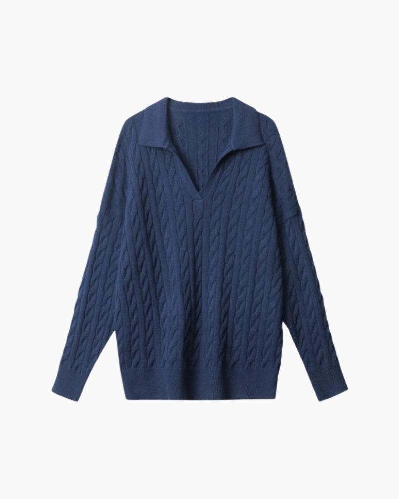 Suéter de punto de cuello en V de lana de alta calidad